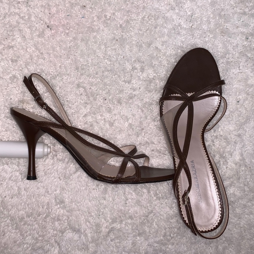 BCBG Max Azria Chocolate Kitten Heel Sandal